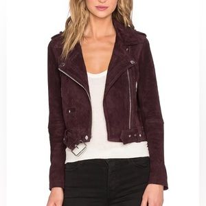 NWT Blank NYC Morning Suede Leather Moto Jacket Small burgundy
